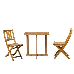 Aiamööblikomplekt laud+ 2 tooli, naturaalne