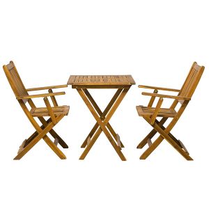 Aiamööblikomplekt laud + 2 tooli, naturaalne